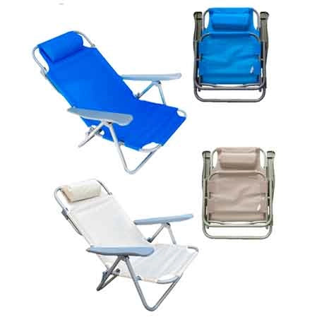SPIAGGINA RICHIUDIBILE CON BRACCIOLI 42x48/61x22/81 cm - Colore Blu