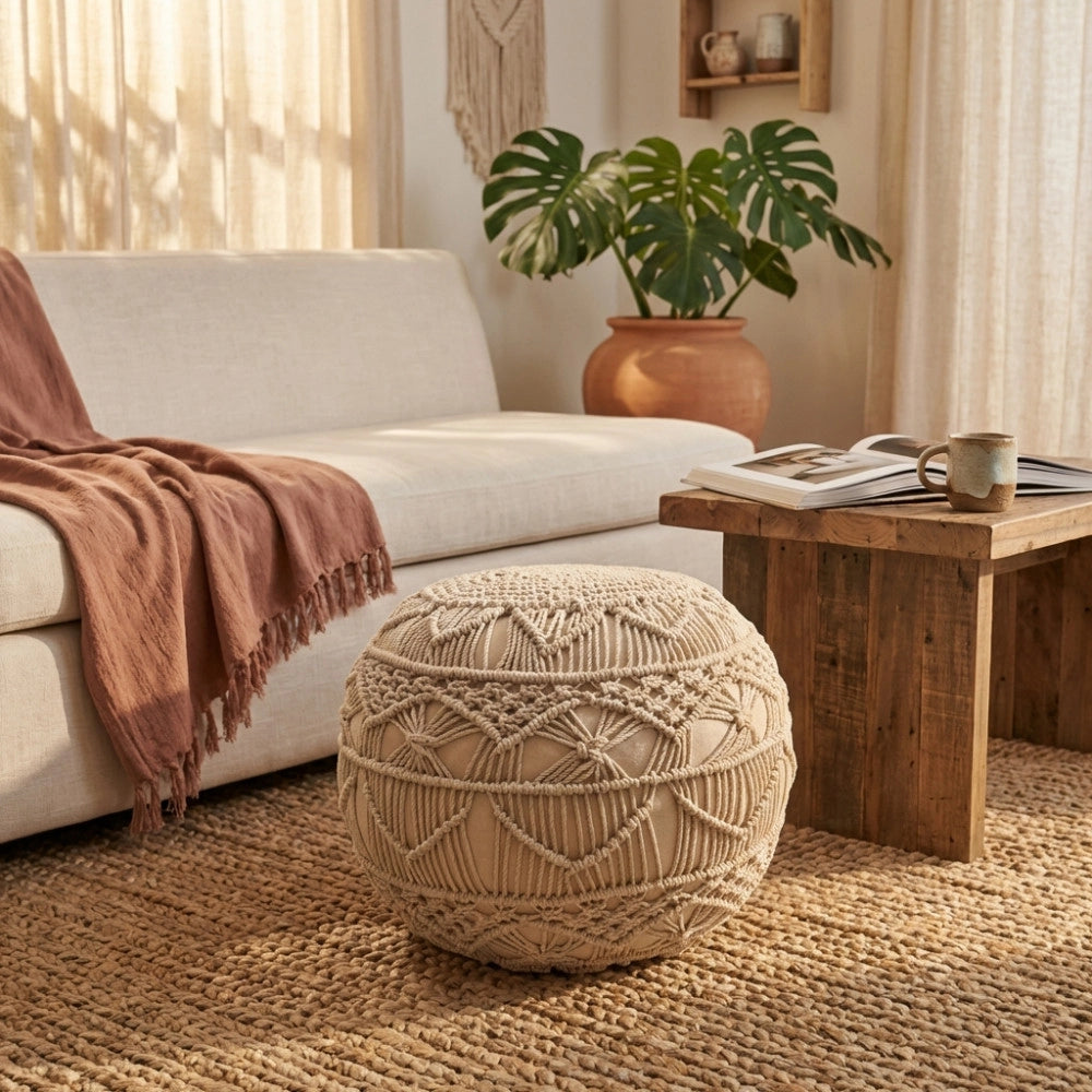 POUF MARRONE IN COTONE BODRUM
