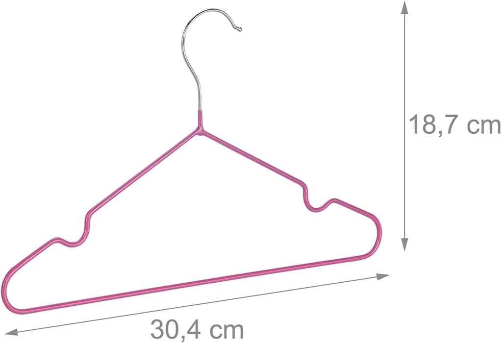 Confezione da 20 grucce per bambini con rivestimento in PVC rosa 13_0002487