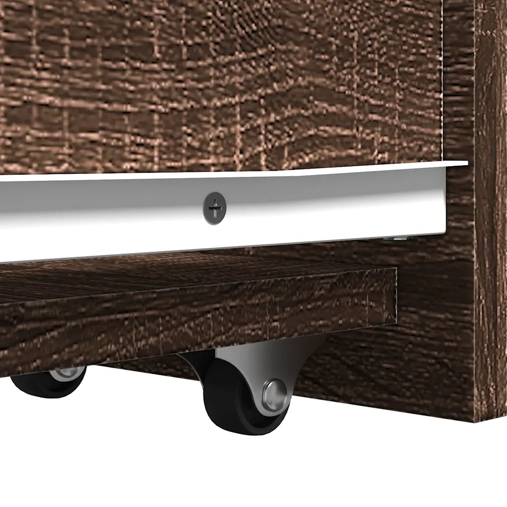 Armadietto da Bagno Stretto con Ruote Rovere Marrone Truciolato