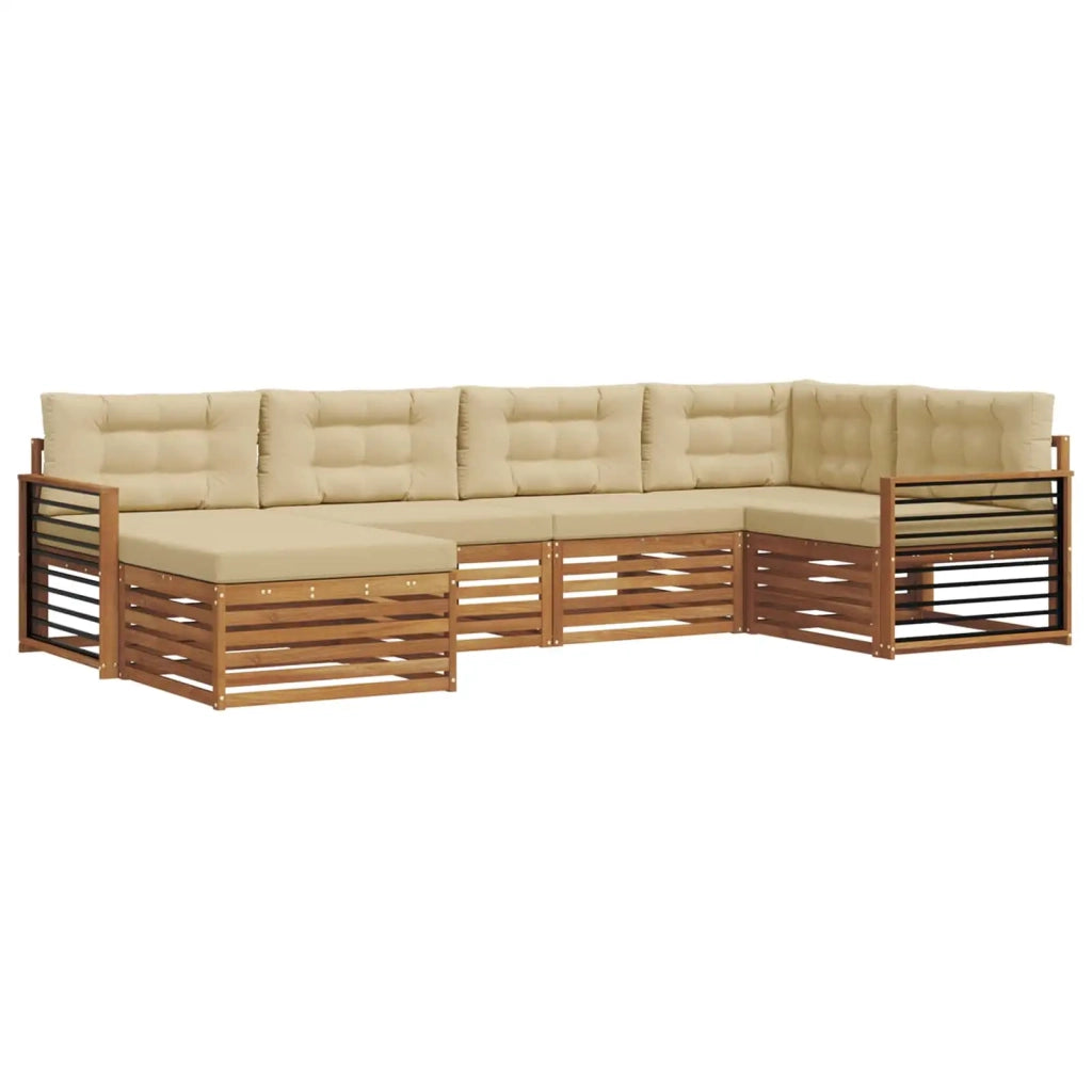 Set di divani da esterno con cuscino 6 pcs Naturale e Beige