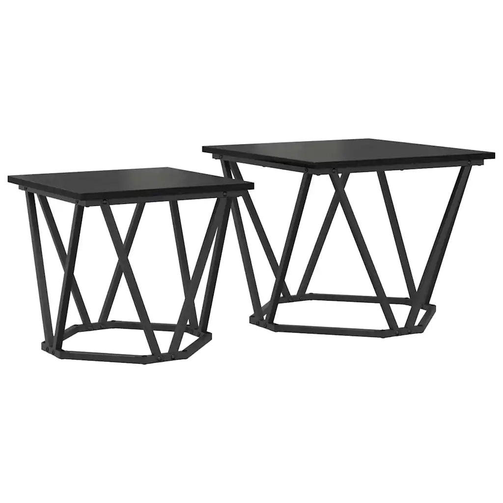 Set 2 pz Tavolini da salotto | Tavolino da caff¨¨ | Tavolino da Soggiorno Rovere nero 50 x 50 x 40 cm