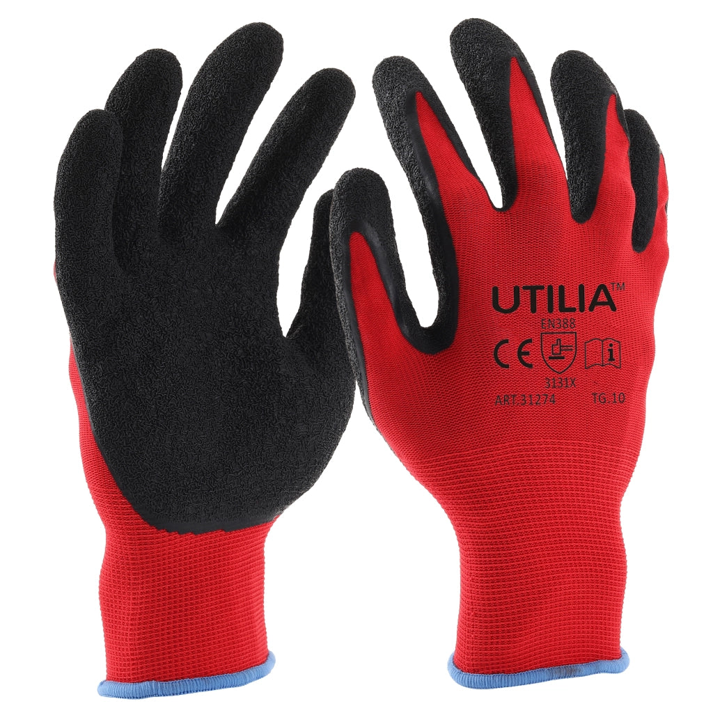 Utilia GUANTI IN LATTICE/NYLON Col. Rosso/nero tg. 9 12.00 paia