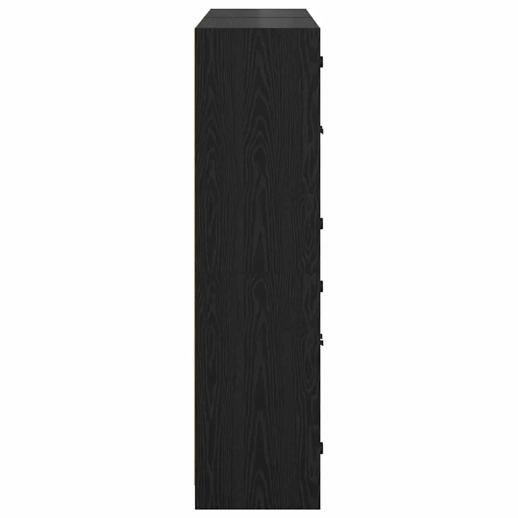 Credenza 2 pz-Set di 2 Buffet-Armadio da cucina Rovere Nero 136 x 37 x 142 cm Legno multistrato