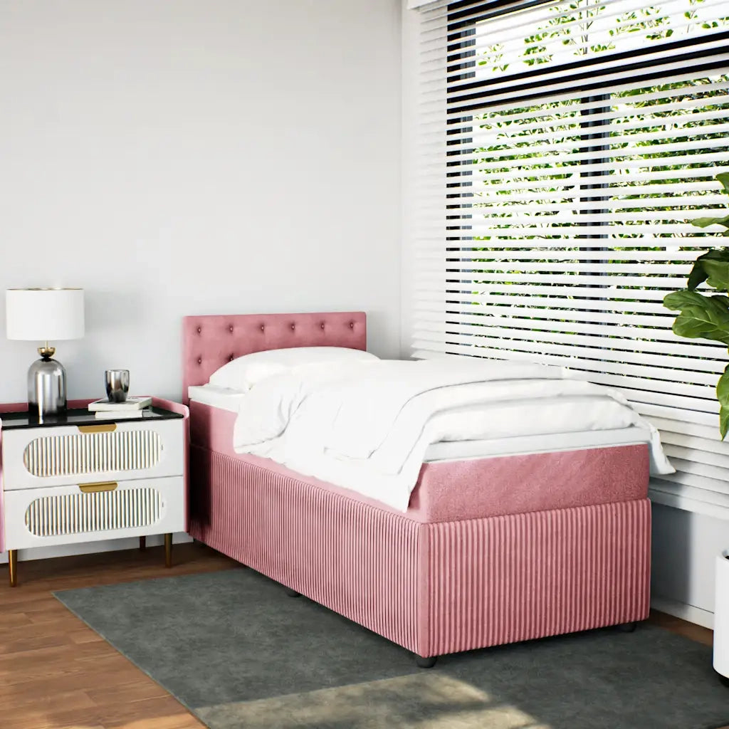 Giroletto a Molle con Materasso Rosa 90x190 cm in Velluto 3289919