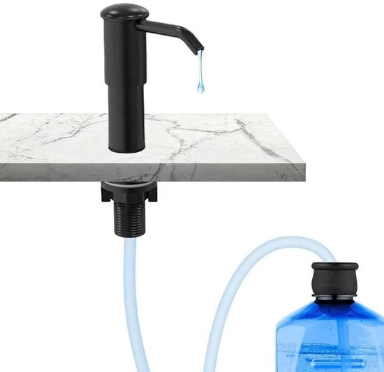 Dispensatore di sapone inculuse 360° rotativo - Piastra di pompaggio - Nero opaco - Riempimento superiore - Adatto per cucina - Facile da pulire - Dispensatore di detersivo per piatti