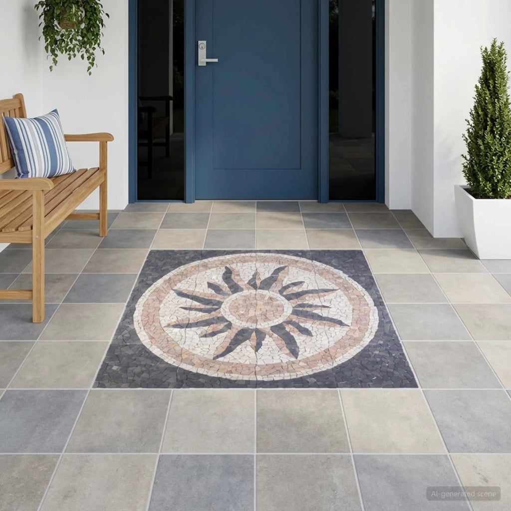 Piastrelle Mosaico Motivo Sole Multicolore 120 x 120 cm Marmo 42033517