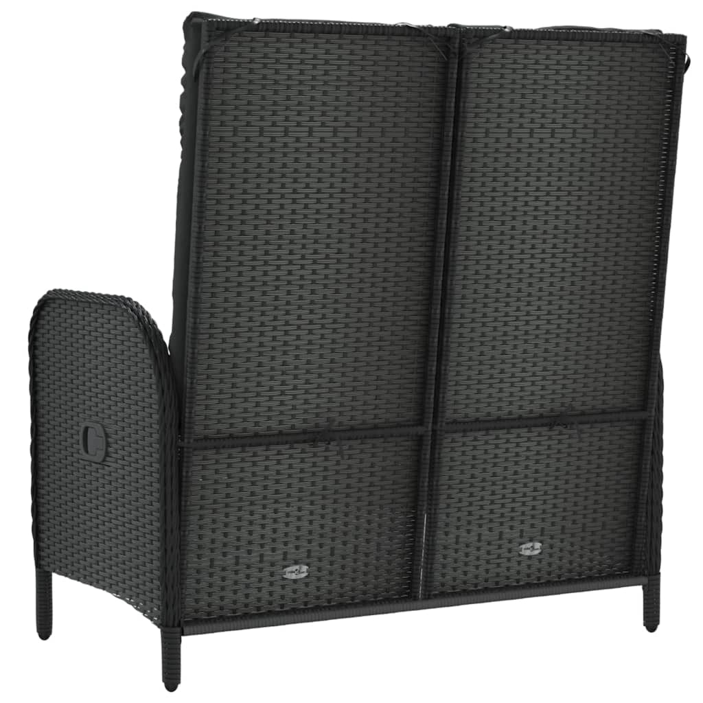 Panca da giardino mobili da esterno per patio panca reclinabile da terrazza con cuscini 107 x 62,5 x 109 cm polyrattan nero 02_0011736
