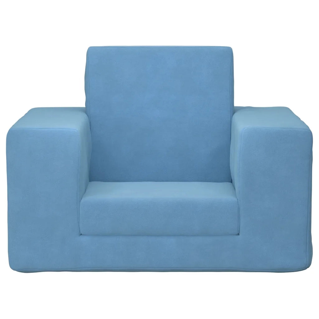 vidaXL Divano per Bambini Blu in Morbido Peluche