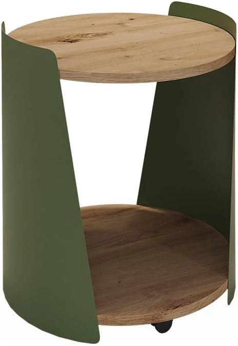 Tavolino Lofta, Verde, 40 x 40 cm, con ruote per posizionamento flessibile e facile spostamento