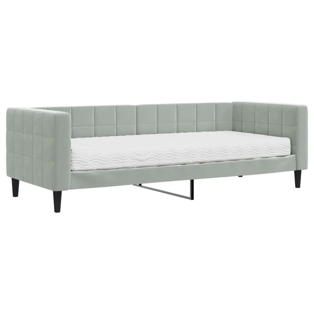 Divano Letto con Materasso Grigio Chiaro 80x200 cm in Velluto 3196660