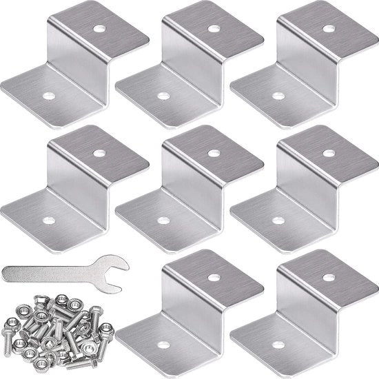 Supporto per pannelli solari, 8 pezzi, supporti Z in alluminio per fissaggio pannelli solari, supporto con viti e viti, per camper, barche, tetti, campeggio, furgoni.