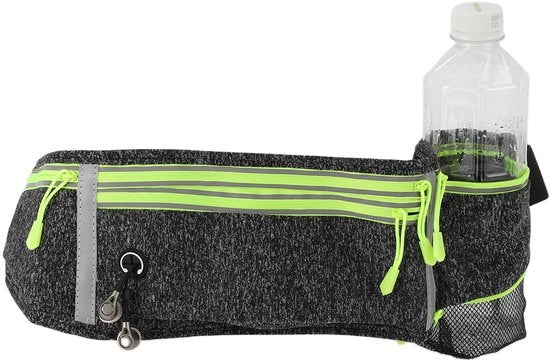 Sacca sportiva impermeabile - Cinturino regolabile - Porta bottiglie - Strisce riflettenti - Materiale resistente - Adatto per corsa/freccia - Sacca da spalla