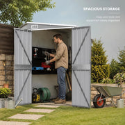 Garden Shed, Grey, 118x194x178 Cm, Galvanized Steel