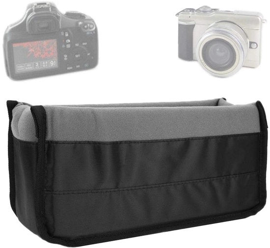 Portatile per fotocamera - Resistente allo shock - Impermeabile - Parete divisoria regolabile - Rivestimento morbido - Nylon - 32x16x10 cm - Borsa per fotocamera