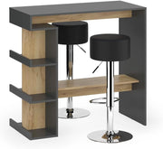 tavolo bar con sgabelli Dana, Antracite/quercia dorata, 108 x 50 cm con 2 sgabelli da bar