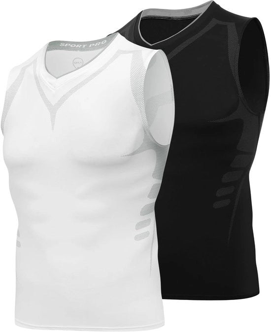 Tuta di compressione senza maniche - Camicia funzionale - Tuta da sottoveste - Camicia con ventilazione - Camicia con funzione di assorbimento di sudore - Abbigliamento sportivo in materiale duraturo