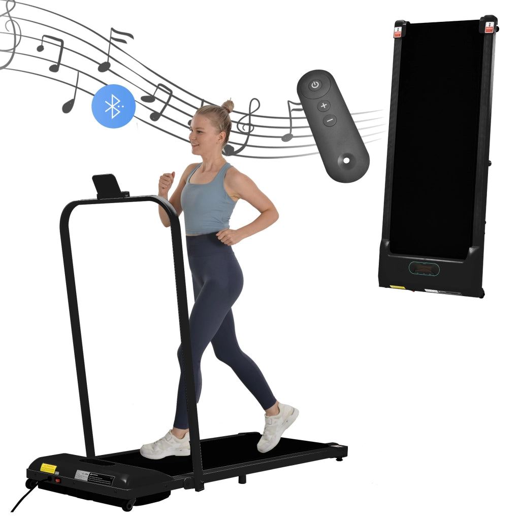 Tapis Roulant 2 in 1 1-6 km/h Nero con Bluetooth, Display LED, Telecomando e Portata 90 kg