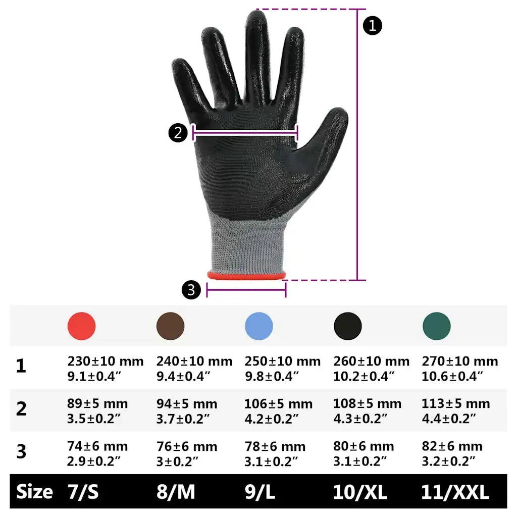 Guanti da Lavoro 12 pz Grigio e Nero 7 / S Poliestere CFW6131350