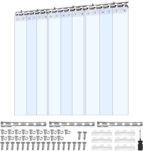 Tendina in PVC trasparente, 2 m alto x 0,9 m largo x 2 mm spessore, 6 pezzi Strisce di plastica trasparente per frigoriferi, magazzini e ingressi di garage