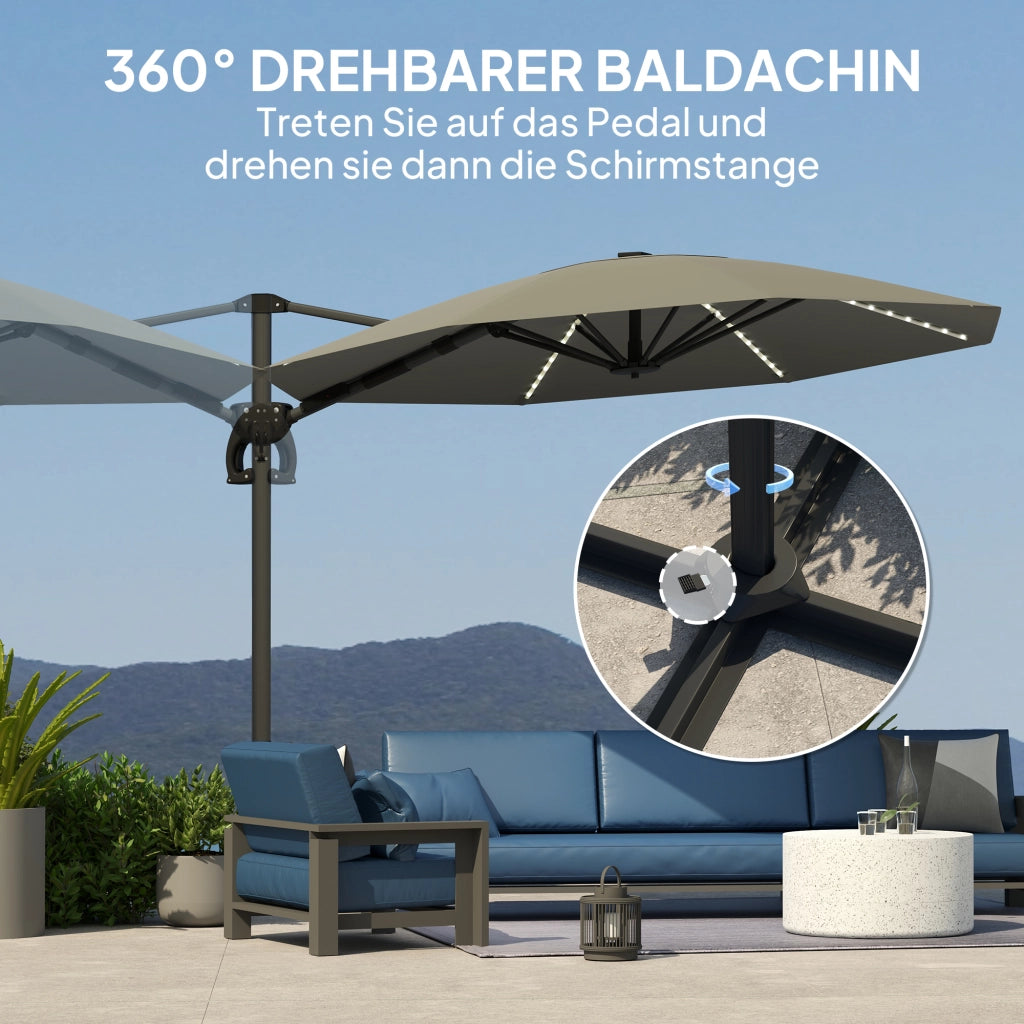 Ombrellone da giardino LED solare ¨C zephmum ¨C 300 cm regolabile in altezza grigio antracite