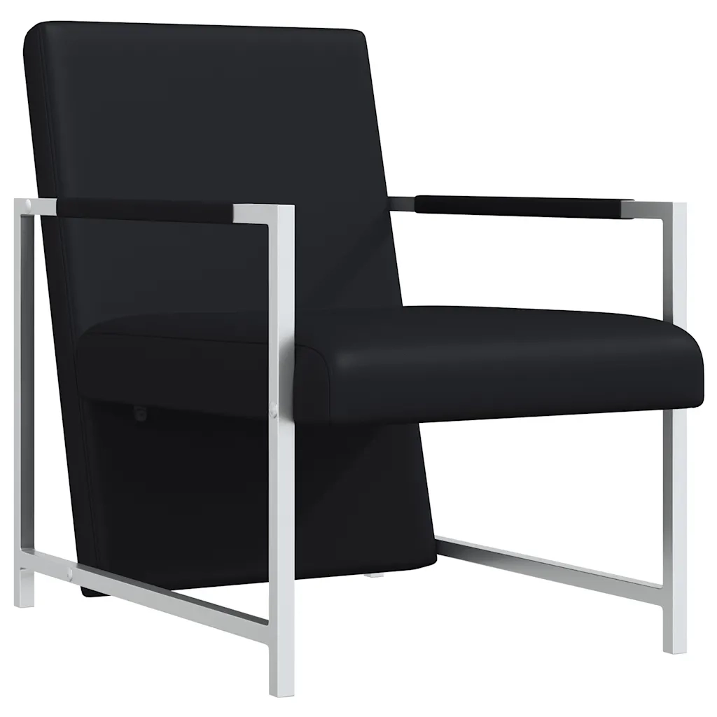 Poltrona con Gambe Cromate Nera in Similpelle cod mxl 25381