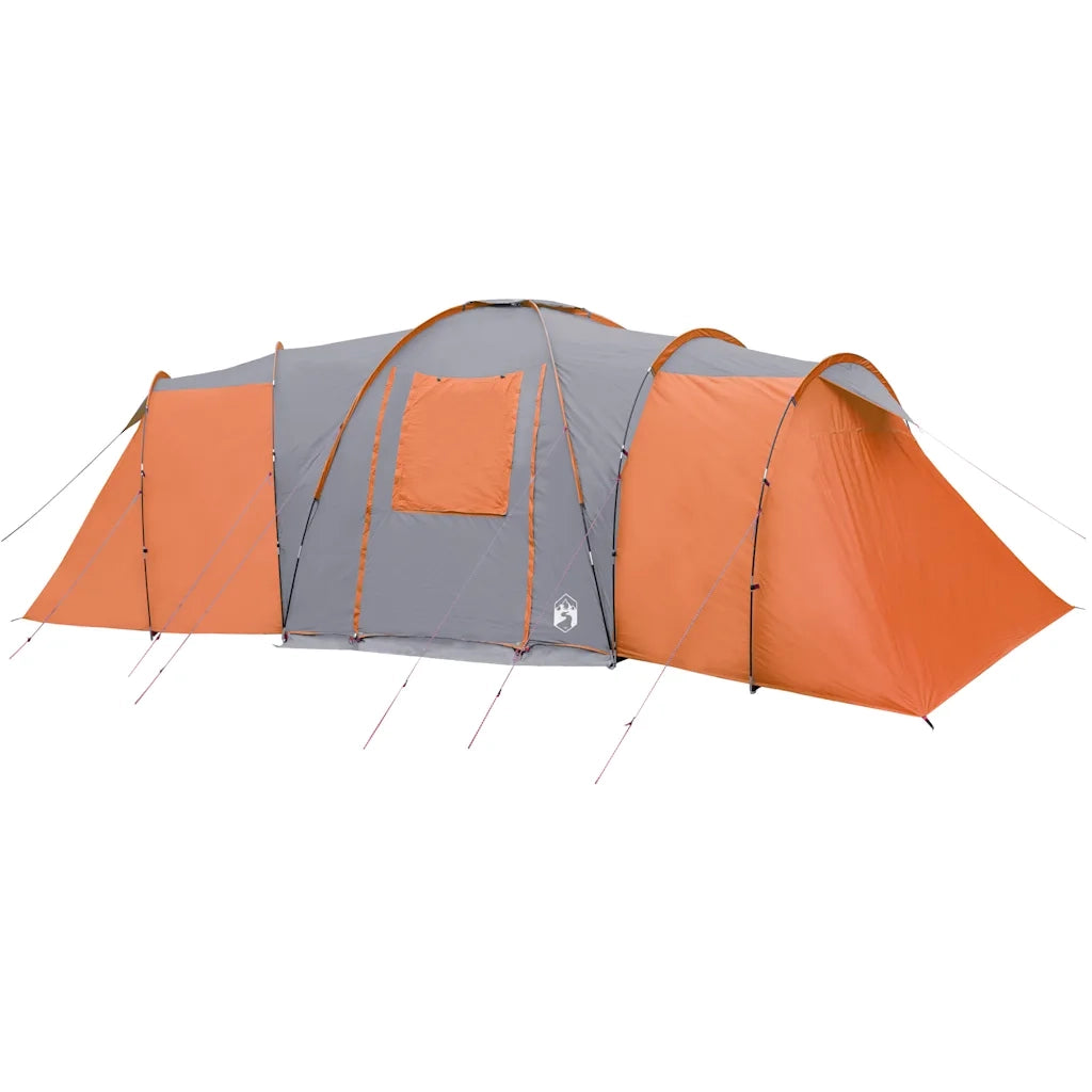 Tenda da Campeggio a Cupola 12 Persone Grigio e Arancione 94348
