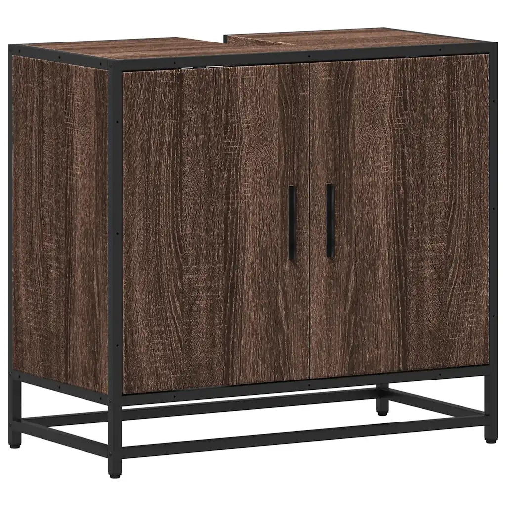 vidaXL Mobile Lavabo Bagno Rovere Marrone 65x33x60cm Legno Multistrato