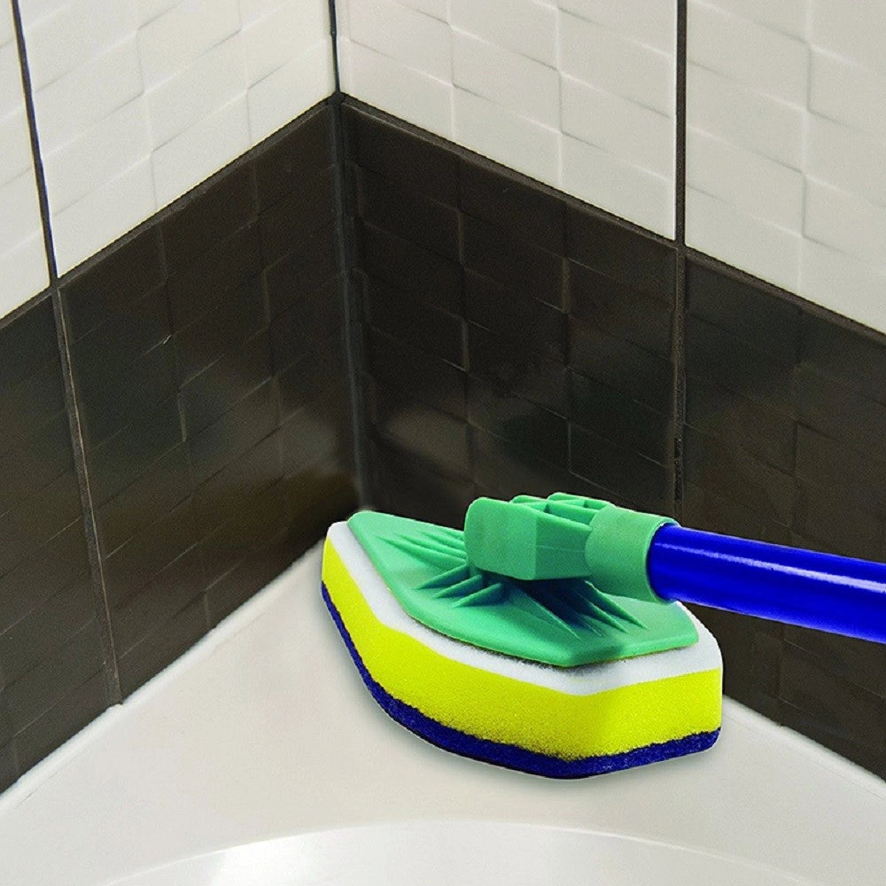 Trade Shop - Spazzola Pulisci Piastrelle Finestre Bagni Allungabile 3 In 1 Clean Reach -