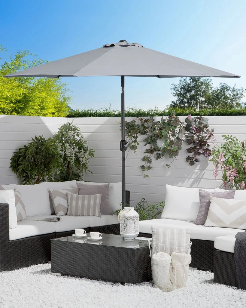 Ombrellone da giardino in tessuto grigio 230 cm resistente agli agenti atmosferici
