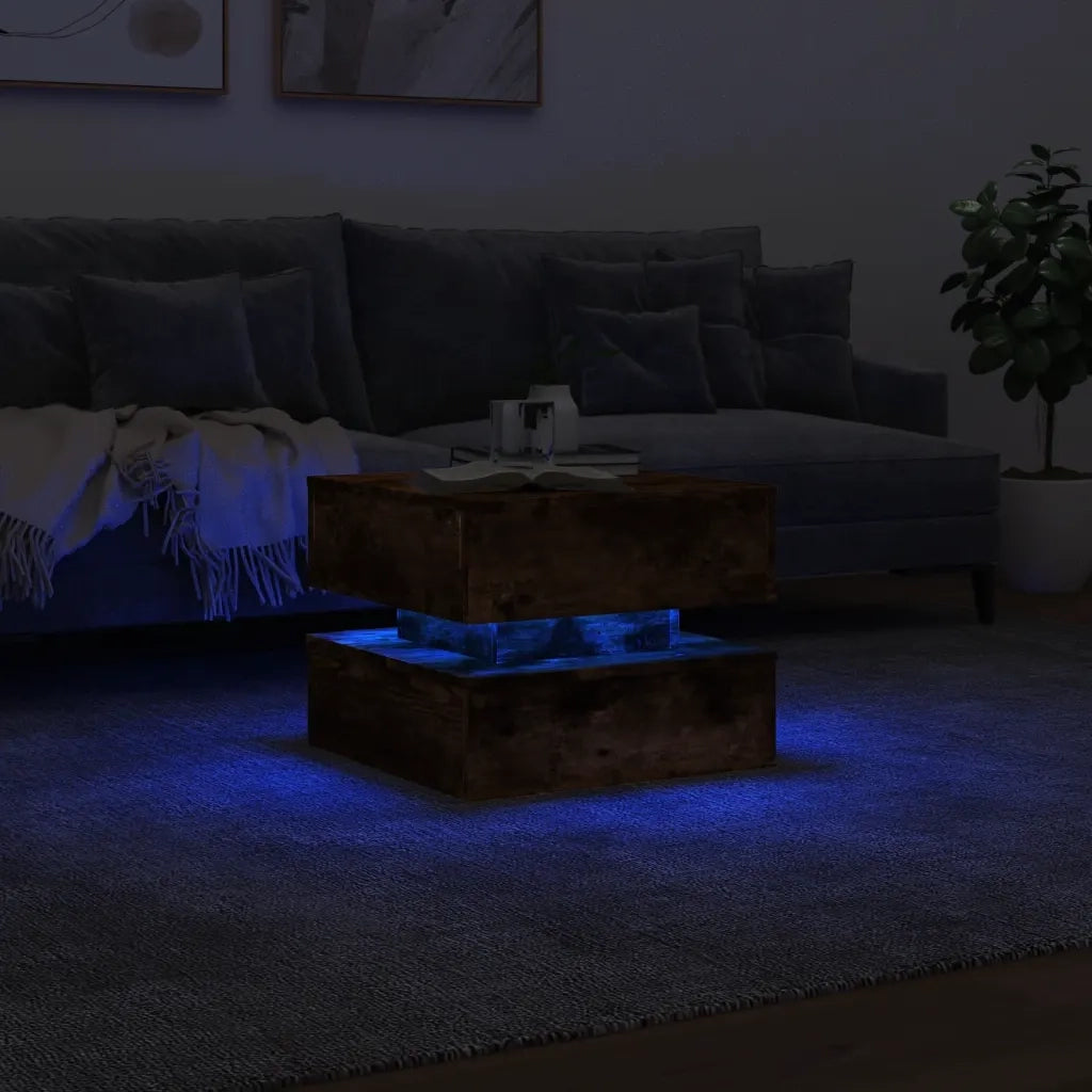 Tavolino da salotto | Tavolino da caff¨¨ | Tavolino da Soggiorno con Luci LED Rovere Sonoma 50x50x40 cm
