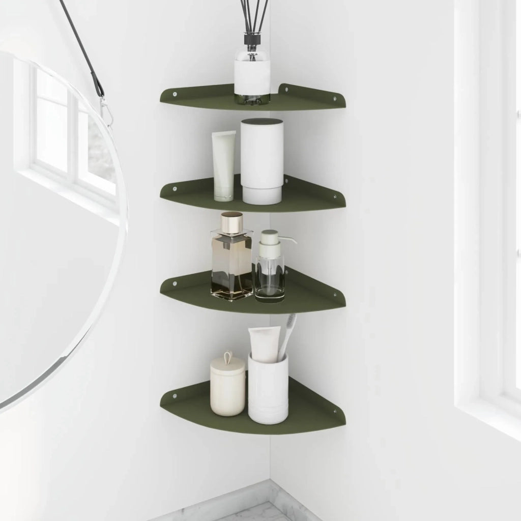 4 pz Mensola | Ripiano | Scaffale sospesa Verde oliva 24 x 24 x 2 cm