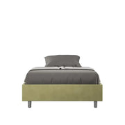 Letto matrimoniale francese con rete imbottito 140x190 microfibra tè verde Azelia