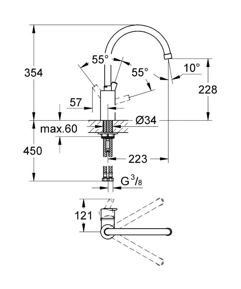 Rubinetto lavello bocca alta feel grohe
