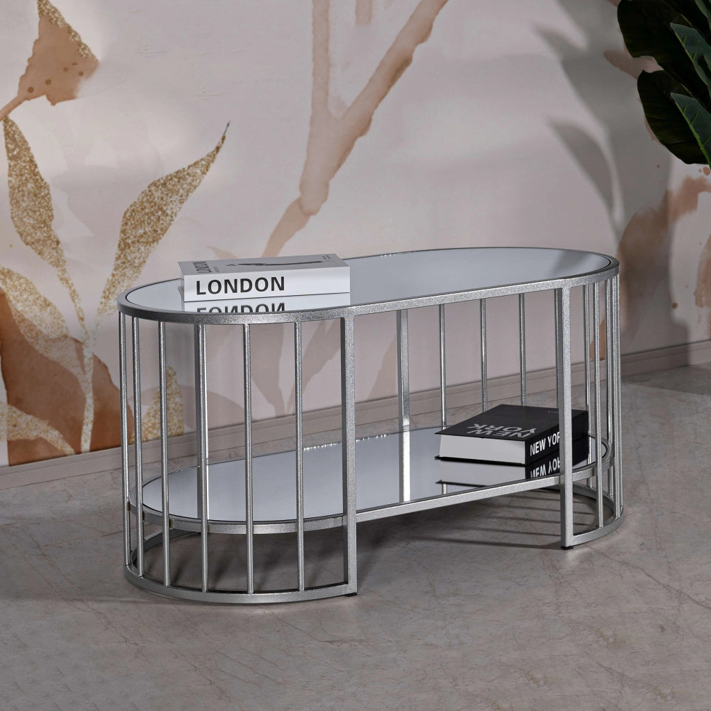 Fafa, Tavolino da Salotto un Vano, 90x50x45h cm Argento