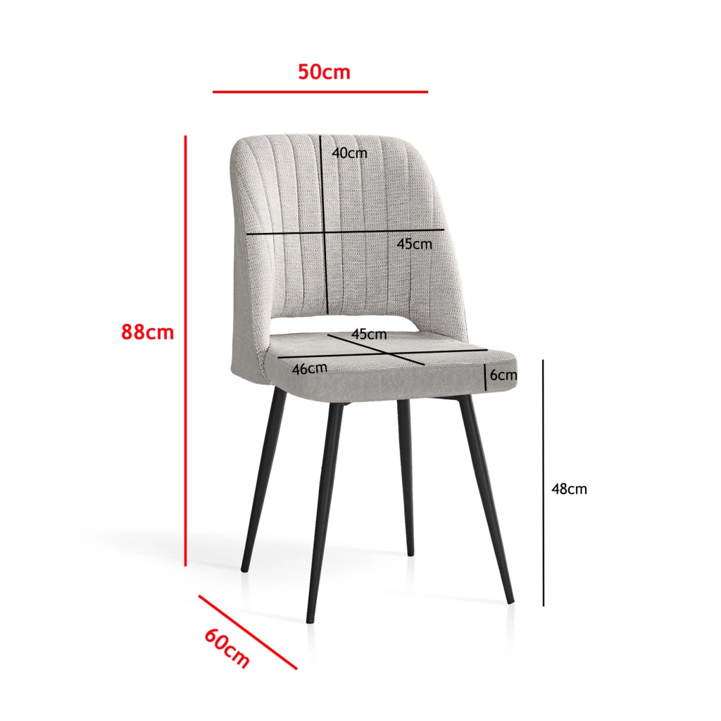 Set 2 sedie da pranzo Hispanohogar ferro e tessuto grigio 88×50×60 cm