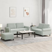 Set di Divani 3 pz con Cuscini Grigio Chiaro in Vellutocod mxl 83146