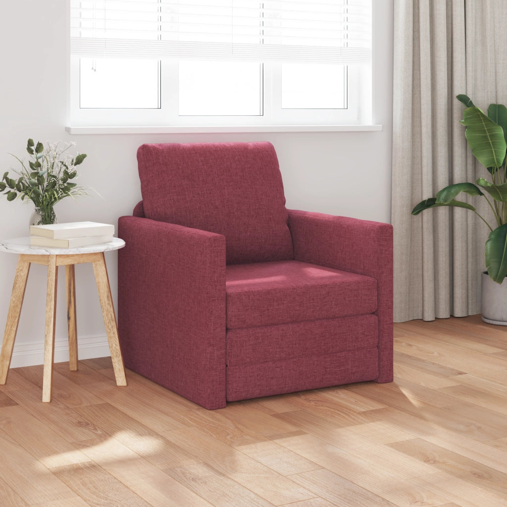 Sofa Letto 2-in-1 Rosso Borgogna 74x77x81 cm Tessuto
