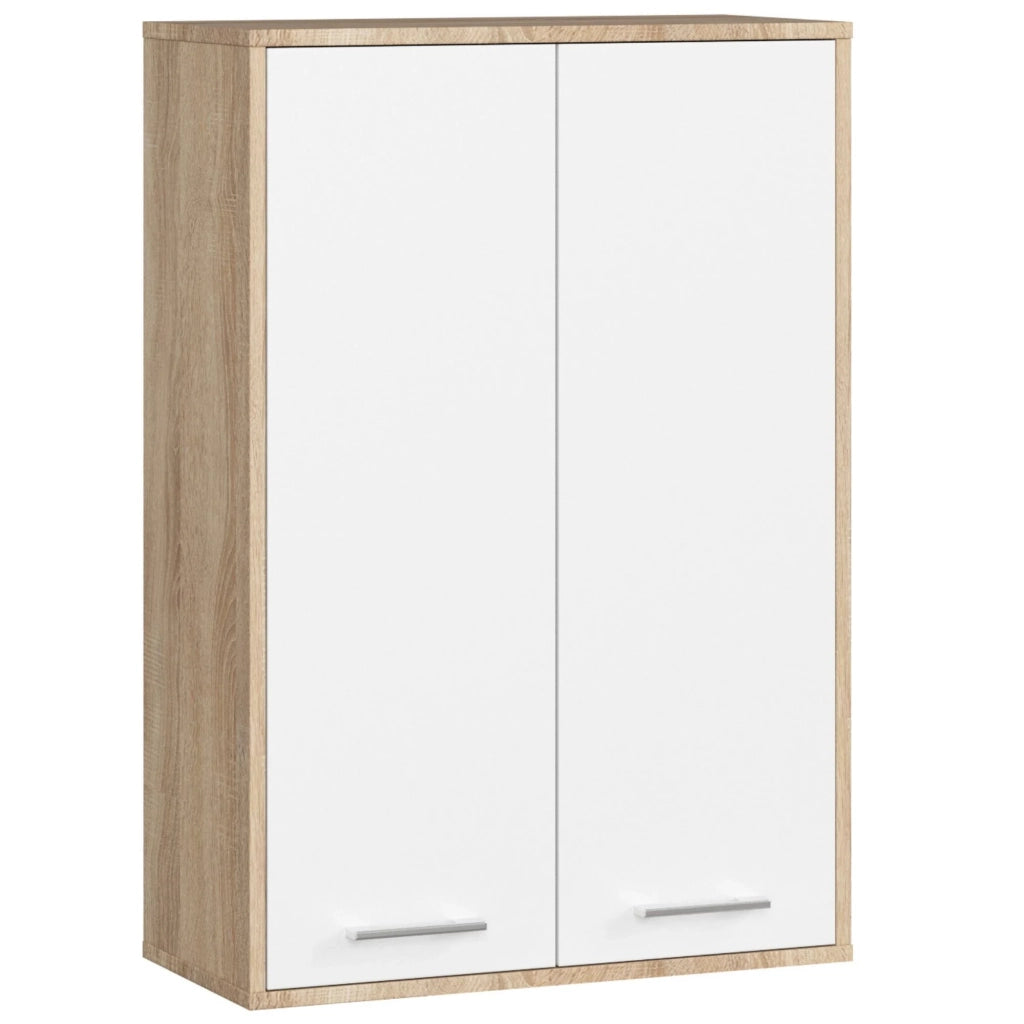 Mobile bagno sospeso AKORD FIN W64 H934 Quercia Sonoma, Bianco 2 ante 64x94x30 cm