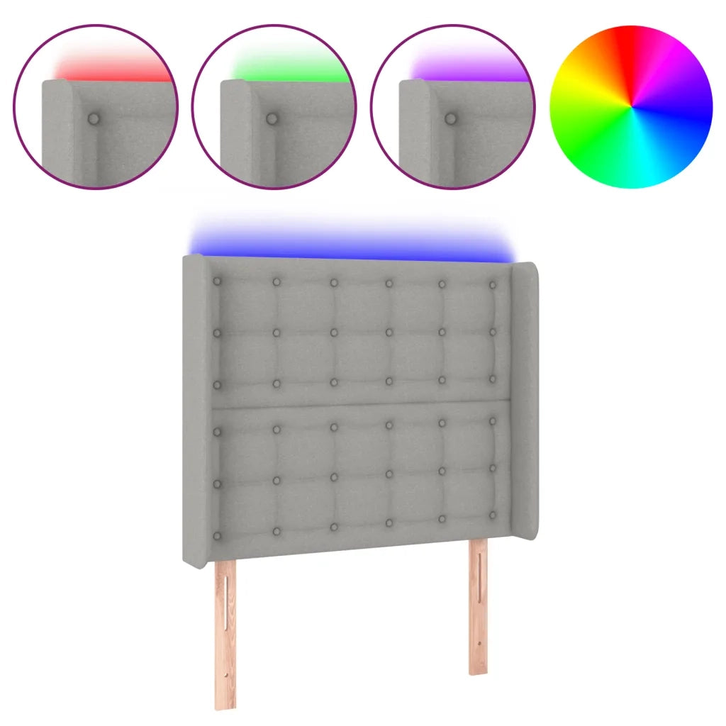 Testiera a LED-Testata con LED Grigio Chiaro 83x16x118/128 cm in Tessuto 326509