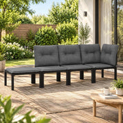4-piece Garden Lounge Set, Black And Grey Poly Rattan