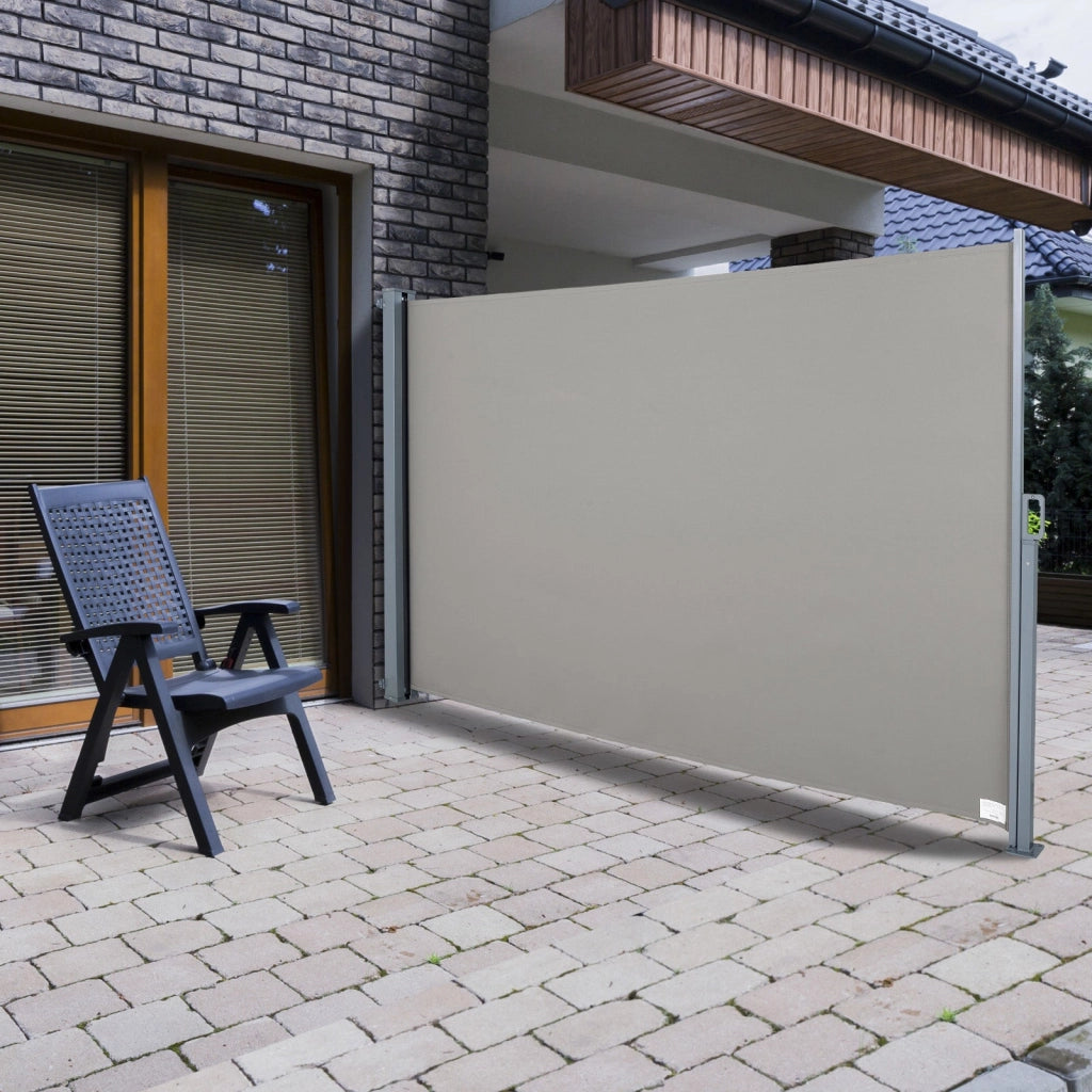 Tenda Laterale Frangivista da Giardino 3x1,60m in Alluminio e Tessuto  Grigio