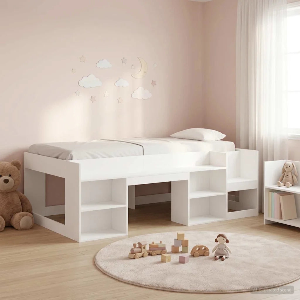 Telaio del letto | Letto per Bambini con storage Bianco 90 x 190 cm