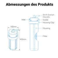 Naturewater Prefiltro, filtro a cartuccia da 10" in PP, per acqua potabile con funzione di controlavaggio, pressione di esercizio 1,5-5 bar, filtraggio acqua domestica