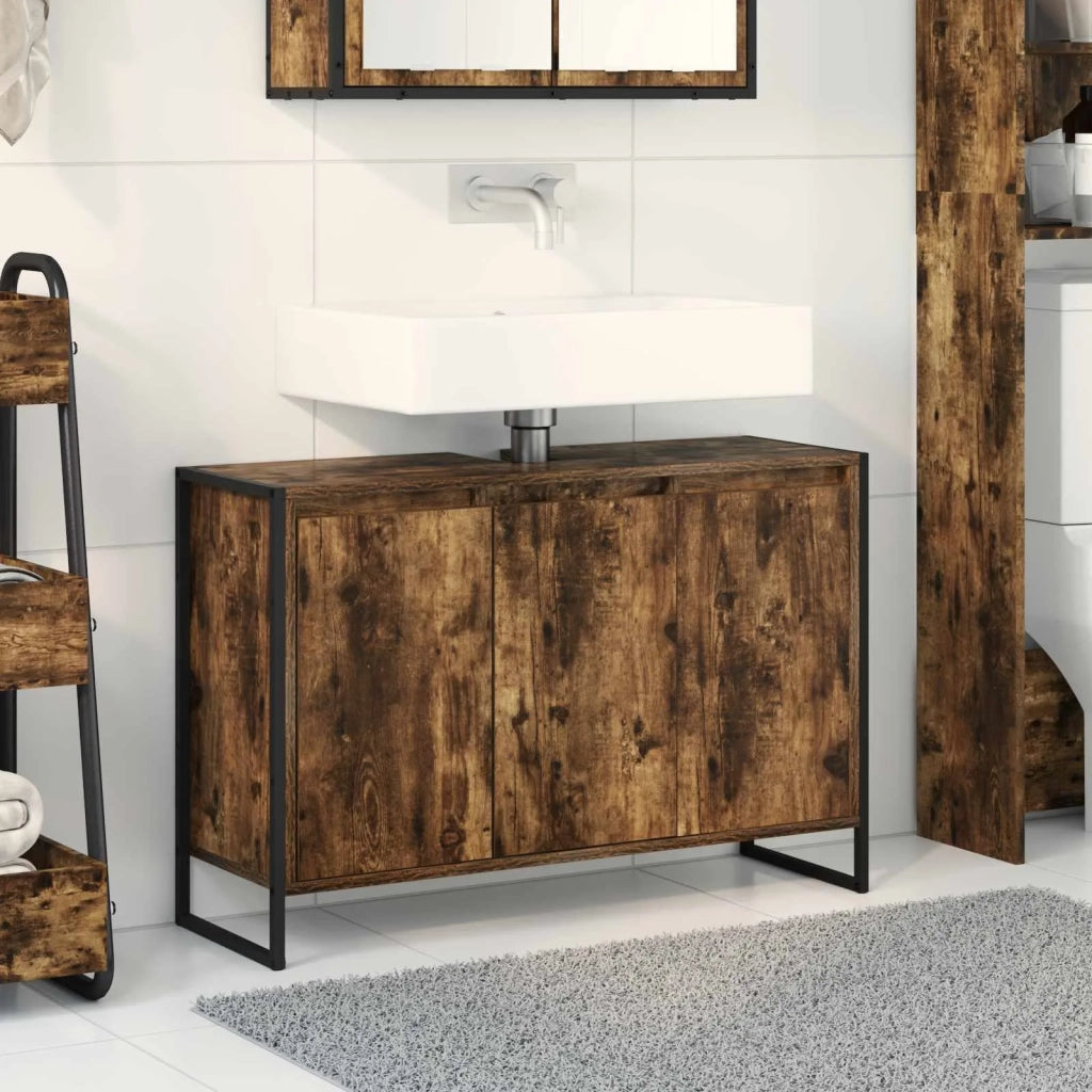 Mobile da Bagno con porta Quercia Fumosa 90 x 30 x 60 cm