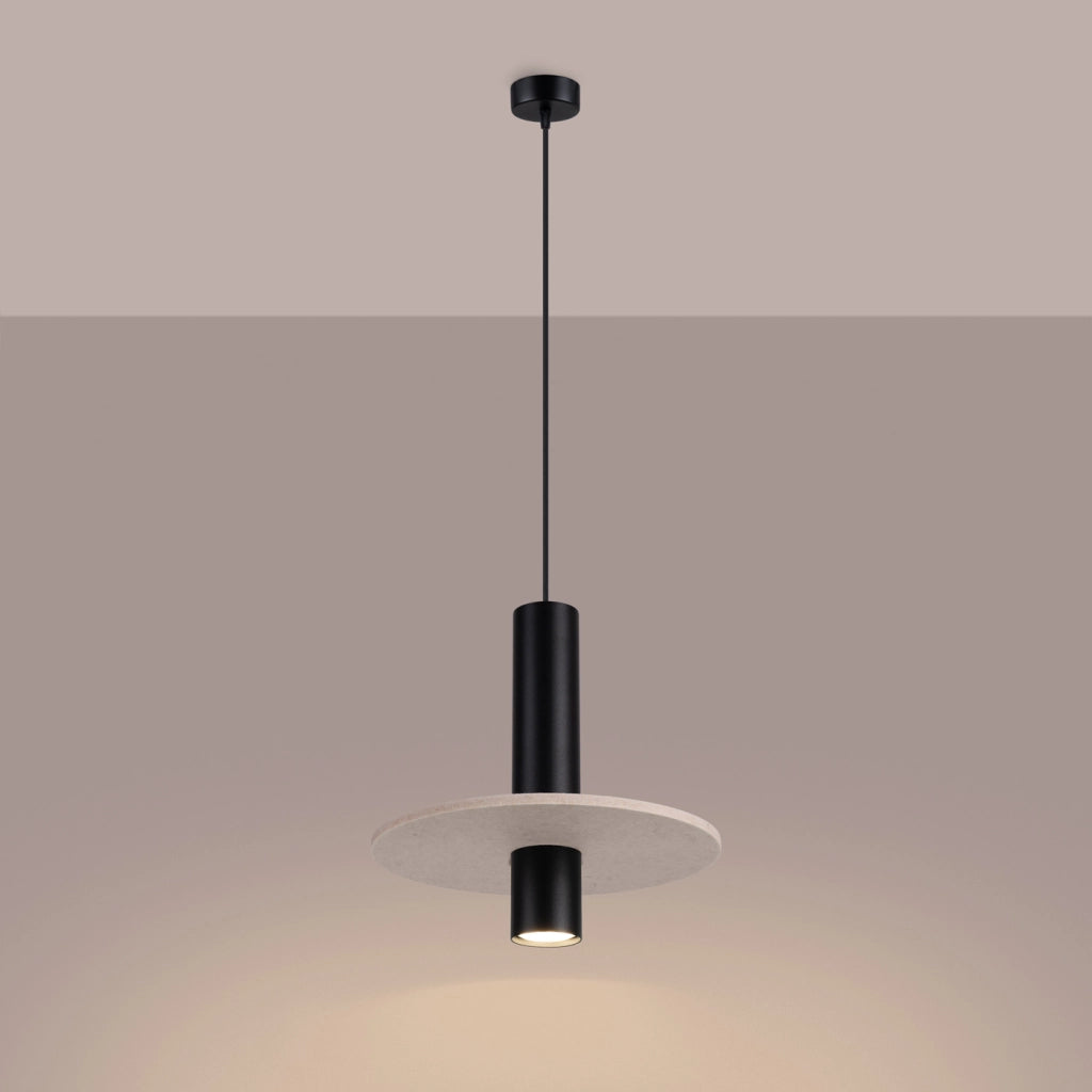 Lampada a sospensione PELTA 1 nero/beige