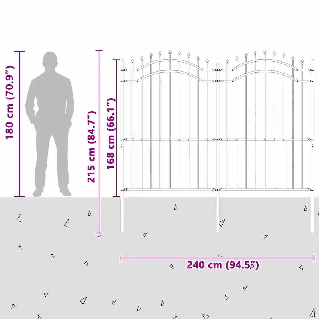vidaXL Recinzione per Giardino Grigio 215 cm