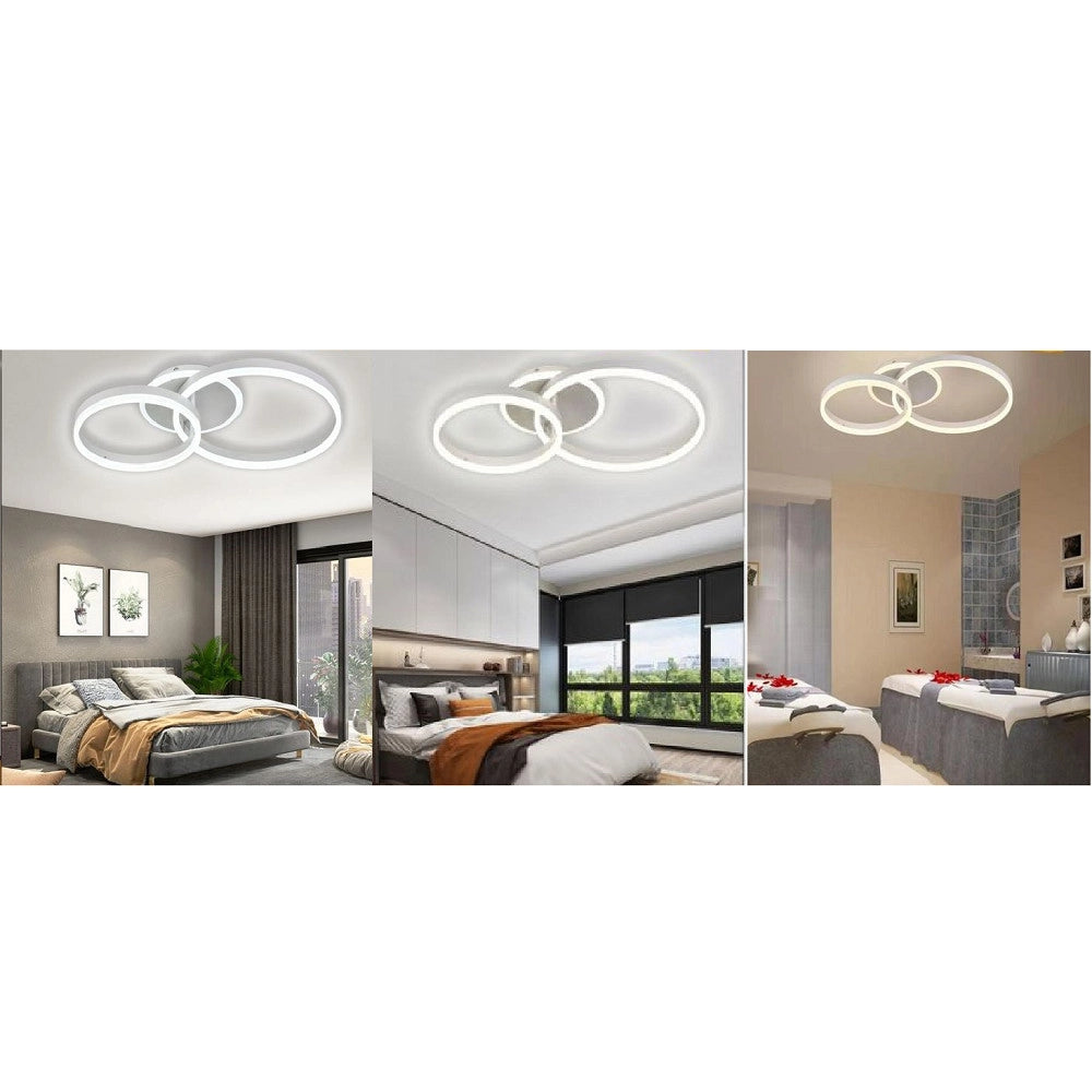 Trade Shop - Plafoniera Led 42 W Lampadario C35 Bianco Moderno Cerchi Luce 4000k 6500k 3000k -