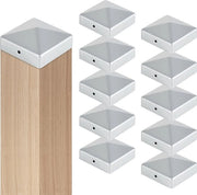 Dop per schutting a forma di piramide quadrata in acciaio inox zilver 91mm