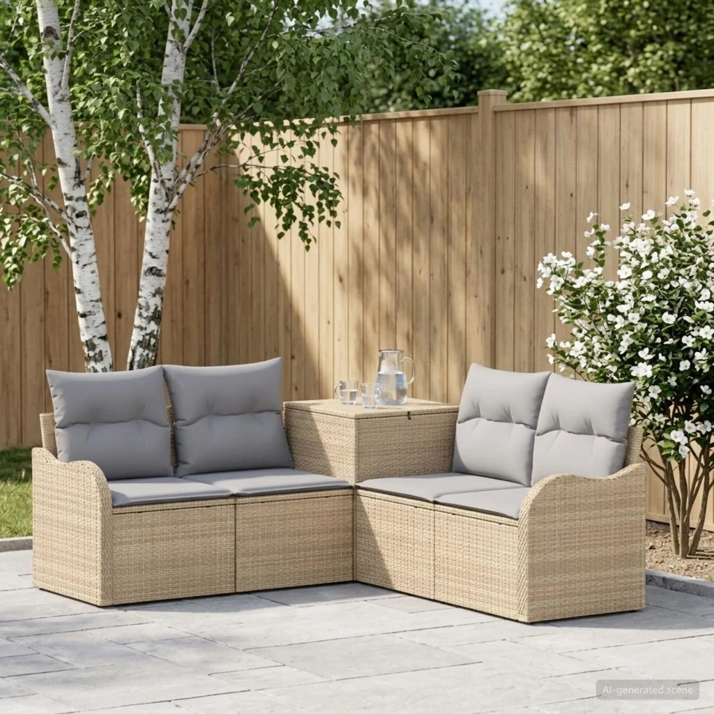 Set di divani 5 pz Beige e Grigio Chiaro 3447763